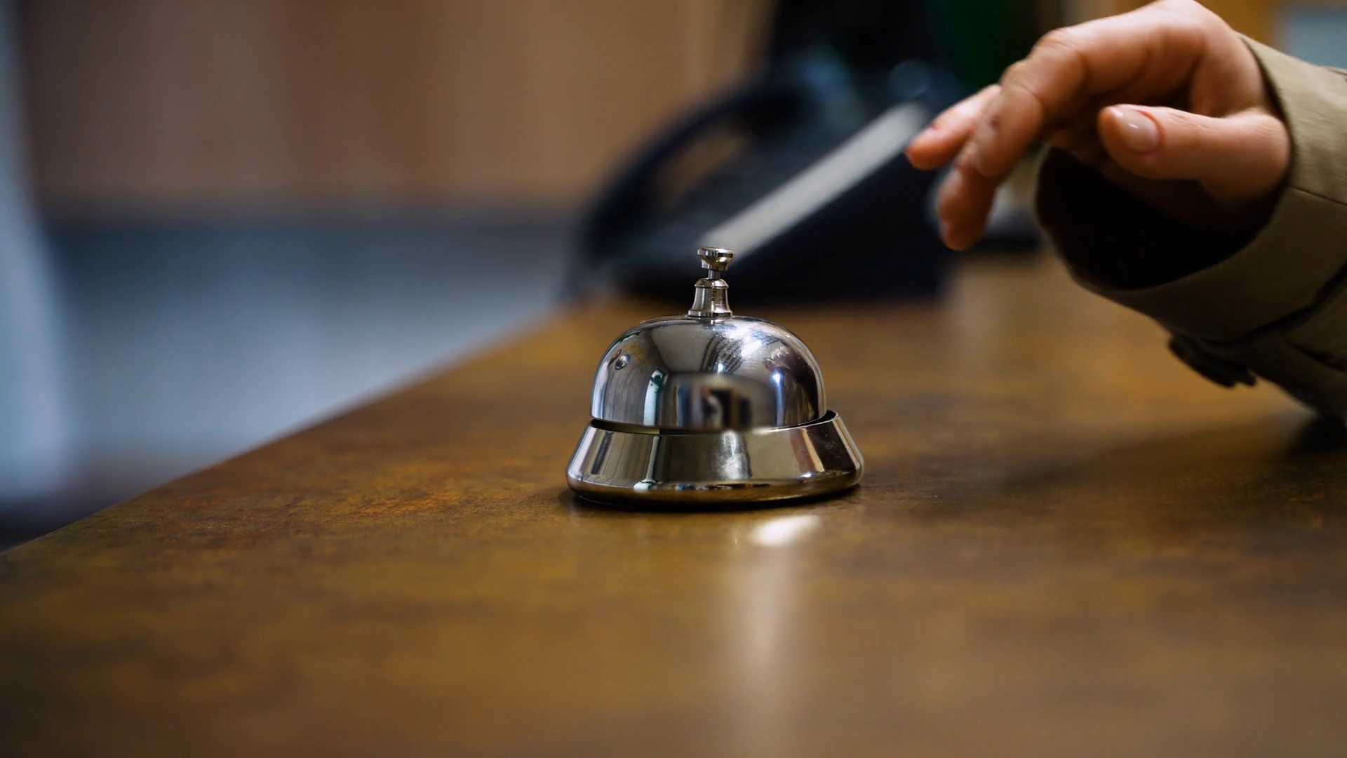 Woman Ringing Hotel Service Bell At Stock Footage SBV-353130862 ...
