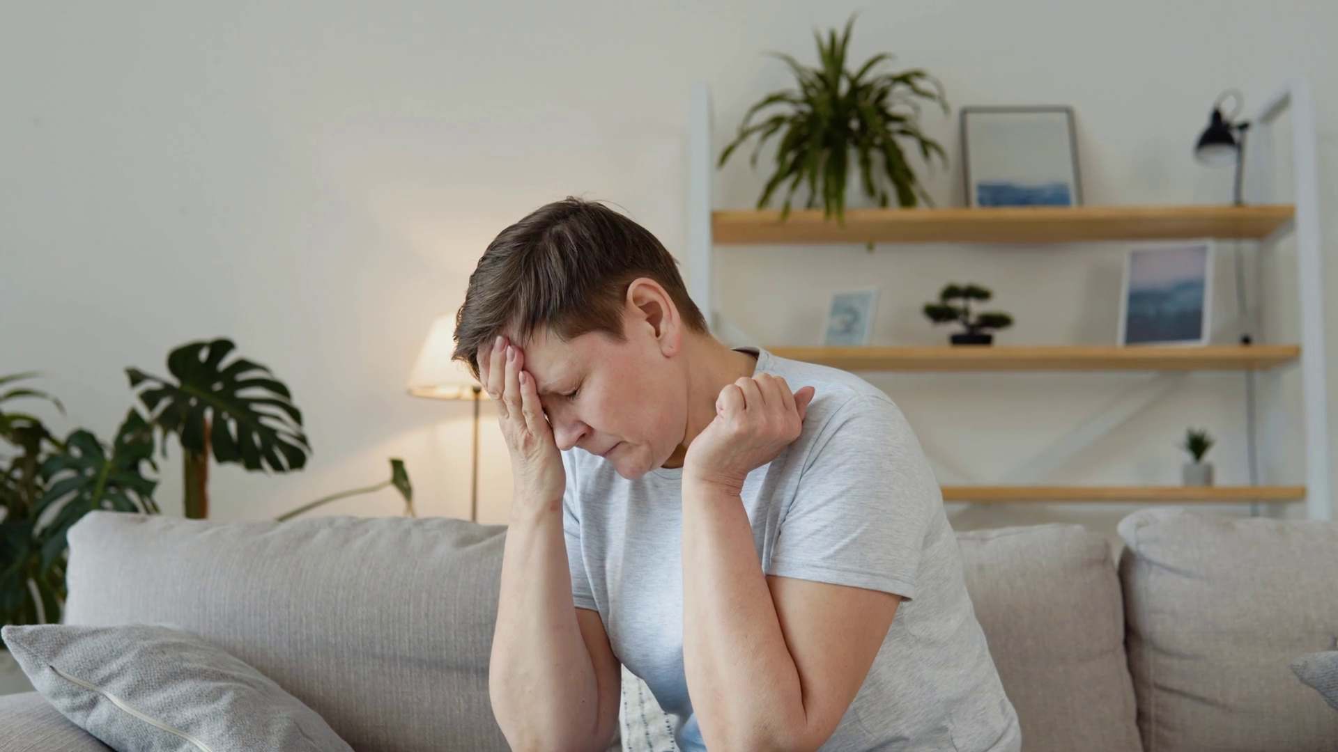 Tired Stressed Mature Woman Suffering From Stock Footage SBV-352362514 ...