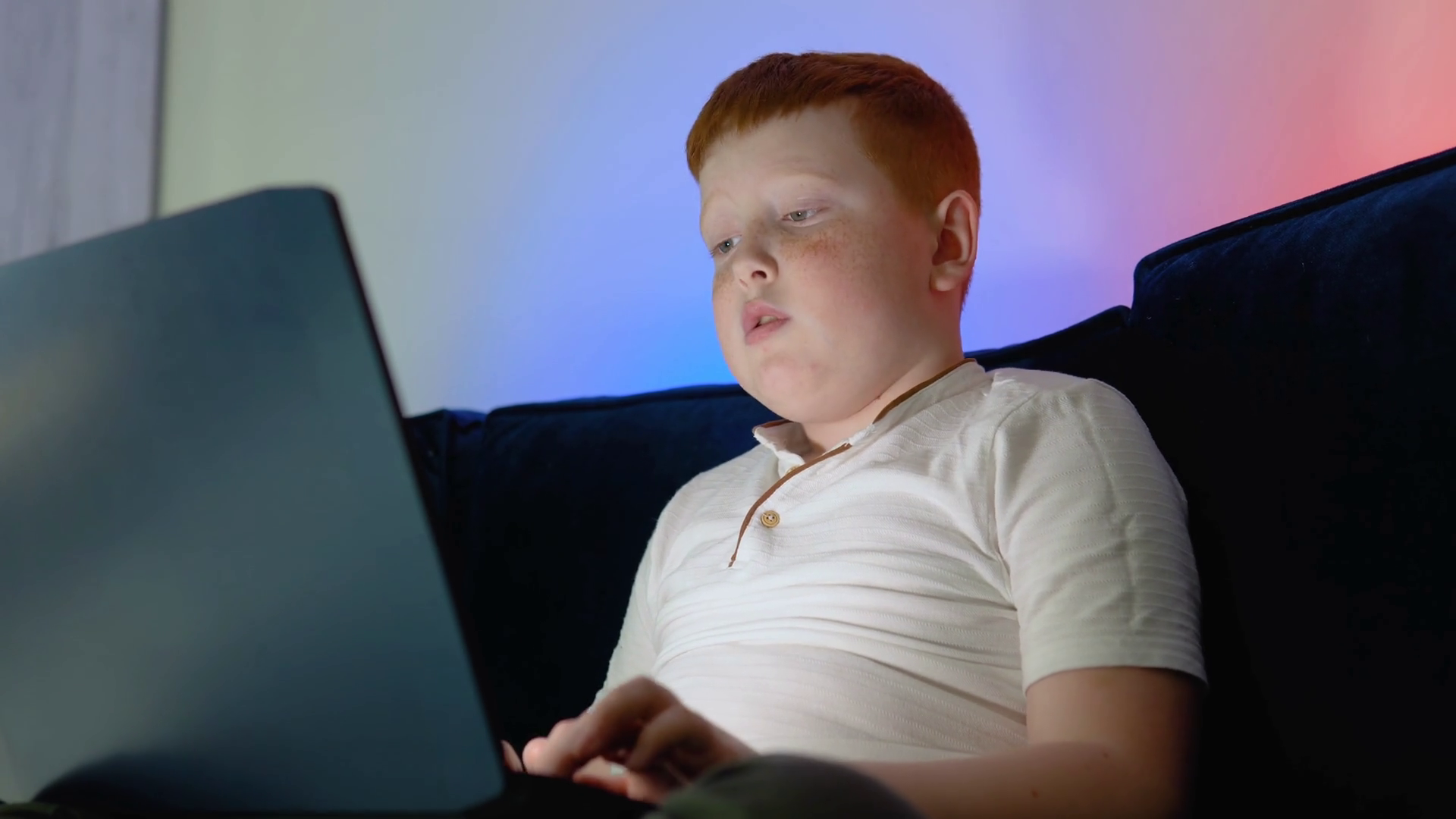 Computer Addicted Teen Boy Looking At Stock Footage SBV-352376603 ...