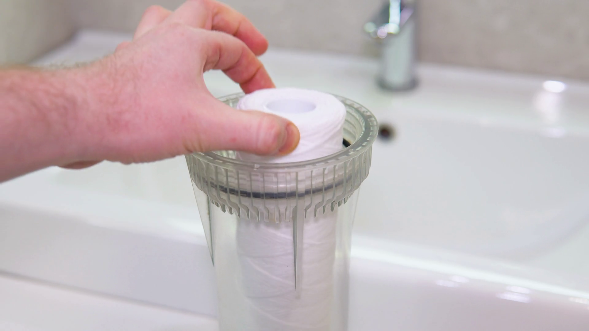 Plumber Repairman Puts New Pure White Water Stock Footage SBV-352699733 ...