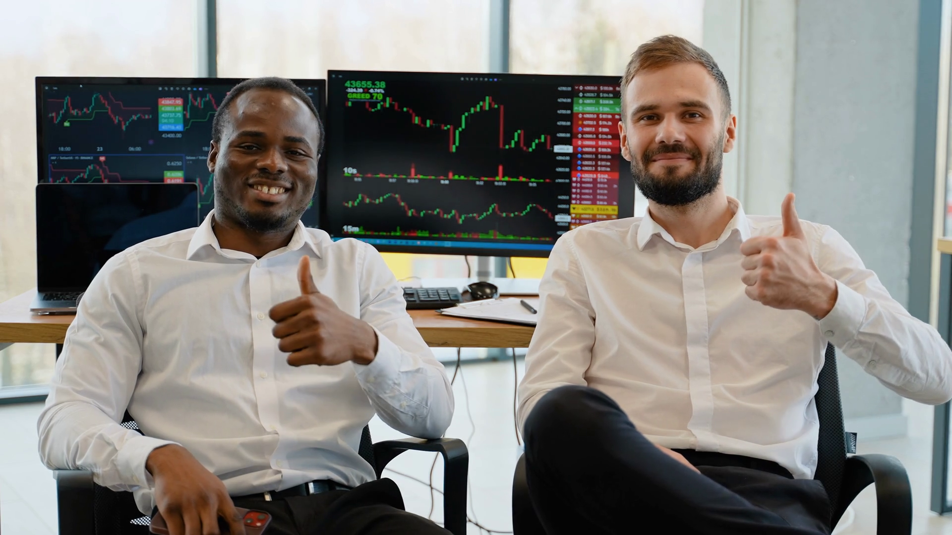 Portrait Of Two Diverse Men Traders At Office Stock Footage SBV ...