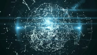 Binary code with polygonal circle connecting dots and lines
