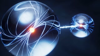 Physics quantum and quantum entanglement, 3d rendering.