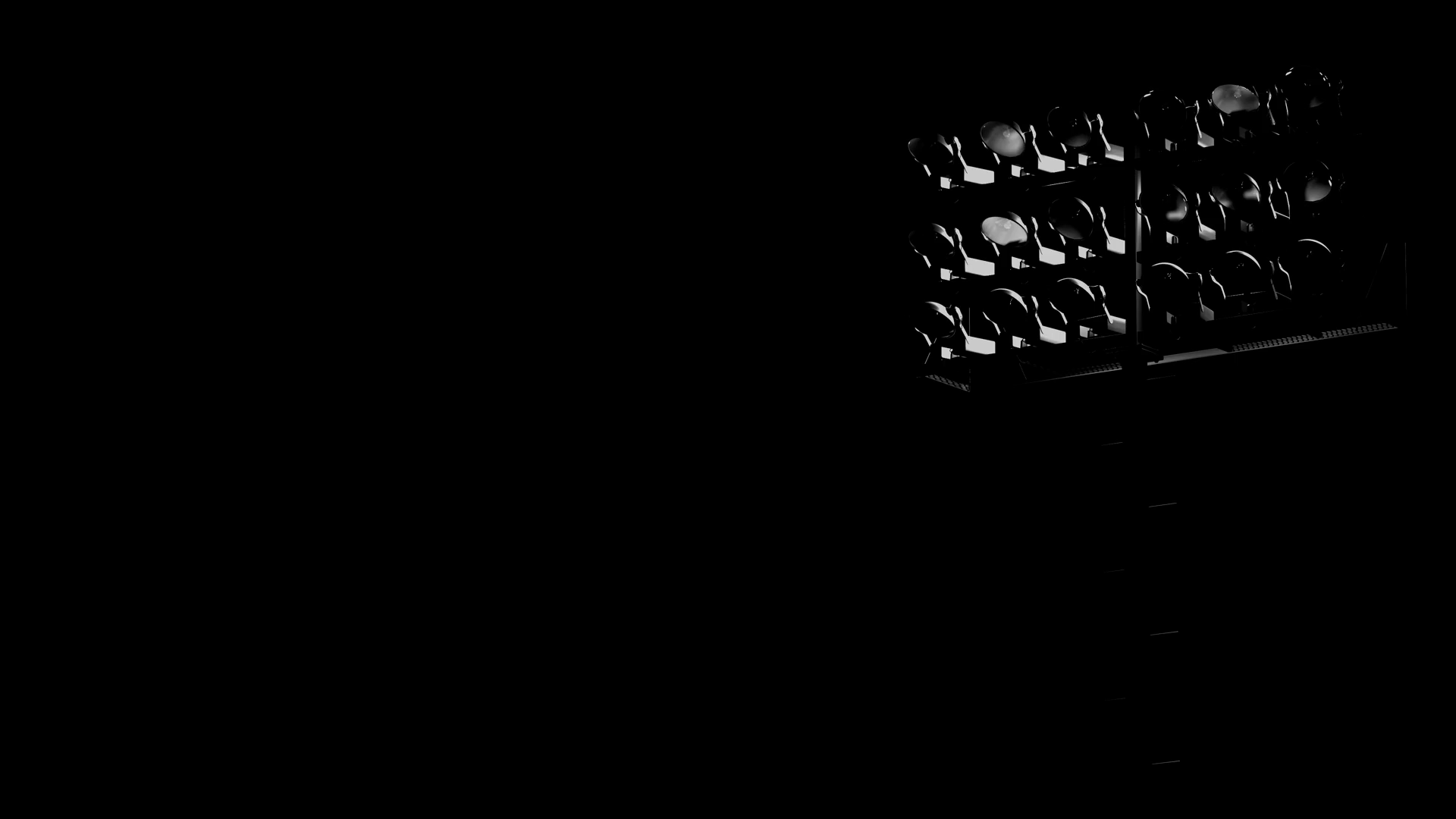 Stadium Flood Lights Turning On Black Stock Motion Graphics SBV