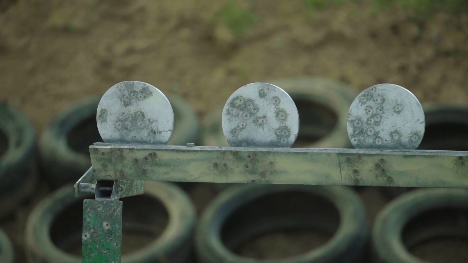 Shooting Iron targets during the shooting slow motion. Stock Video