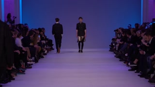 Male model on the catwalk during a fashion show in Kyiv, Ukraine