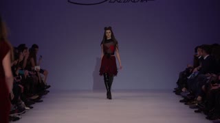 Model on the catwalk during a fashion show in Kyiv, Ukraine
