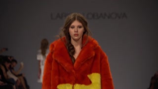 Model on the catwalk during a fashion show in Kyiv, Ukraine