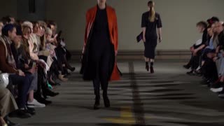 Model on the catwalk during a fashion show in Kyiv, Ukraine