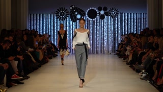Model on the catwalk during a fashion show in Kyiv, Ukraine