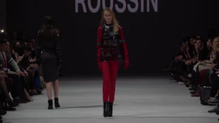 Model on the catwalk during a fashion show in Kyiv, Ukraine