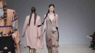 Model on the catwalk during a fashion show in Kyiv, Ukraine