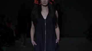 Model on the catwalk during a fashion show in Kyiv, Ukraine