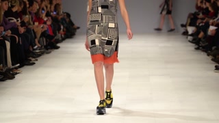 Model on the catwalk during a fashion show in Kyiv, Ukraine