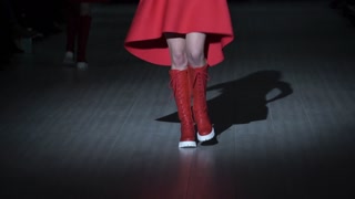 Model on the catwalk during a fashion show in Kyiv, Ukraine