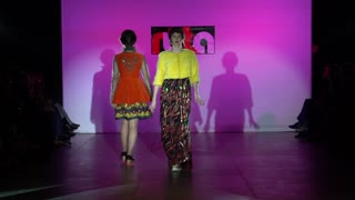 Model on the catwalk during a fashion show in Kyiv, Ukraine