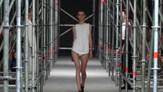 Model on the catwalk during a fashion show in Kyiv, Ukraine