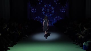 Model on the catwalk during a fashion show in Kyiv, Ukraine