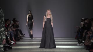 Model on the catwalk during a fashion show in Kyiv, Ukraine