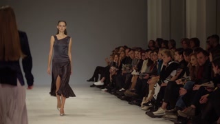 Model on the catwalk during a fashion show in Kyiv, Ukraine