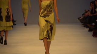 Model on the catwalk during a fashion show in Kyiv, Ukraine