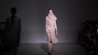 Model on the catwalk during a fashion show in Kyiv, Ukraine