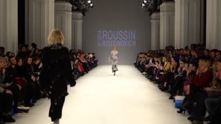 Model on the catwalk during a fashion show in Kyiv, Ukraine