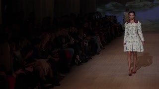 Model on the catwalk during a fashion show in Kyiv, Ukraine