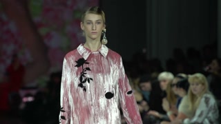 Model on the catwalk during a fashion show in Kyiv, Ukraine