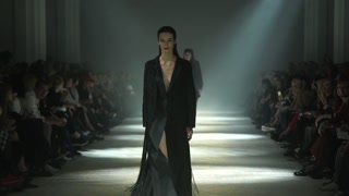 Model on the catwalk during a fashion show in Kyiv, Ukraine