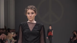 Model on the catwalk during a fashion show in Kyiv, Ukraine