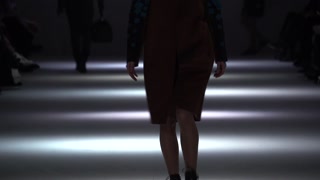 Model on the catwalk during a fashion show in Kyiv, Ukraine