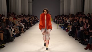 Model on the catwalk during a fashion show in Kyiv, Ukraine