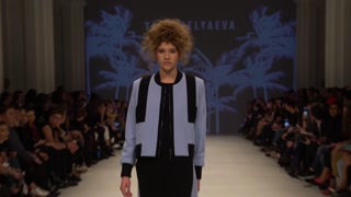 Model on the catwalk during a fashion show in Kyiv, Ukraine