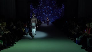 Model on the catwalk during a fashion show in Kyiv, Ukraine