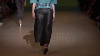 Model on the catwalk during a fashion show in Kyiv, Ukraine