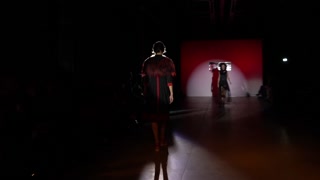 Model on the catwalk during a fashion show in Kyiv, Ukraine