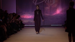 Model on the catwalk during a fashion show in Kyiv, Ukraine