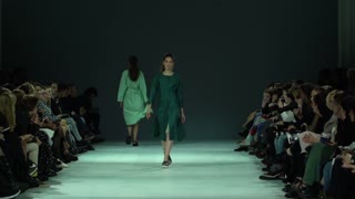 Model on the catwalk during a fashion show in Kyiv, Ukraine