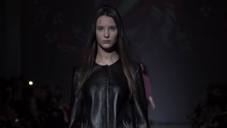 Model on the catwalk during a fashion show in Kyiv, Ukraine
