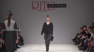 Model on the catwalk during a fashion show in Kyiv, Ukraine