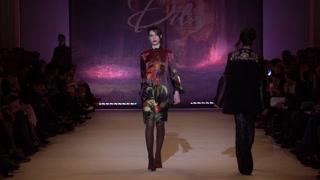 Model on the catwalk during a fashion show in Kyiv, Ukraine