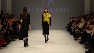 Model on the catwalk during a fashion show in Kyiv, Ukraine