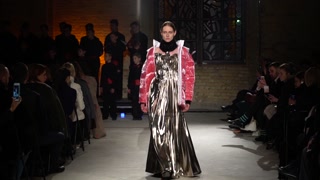 Model on the catwalk during a fashion show in Kyiv, Ukraine