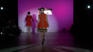 Model on the catwalk during a fashion show in Kyiv, Ukraine