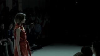 Ukraine, Kyiv : model demonstrates clothes at a fashion show, slow motion