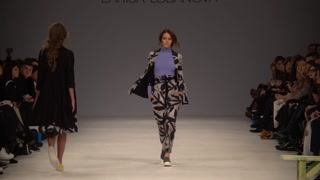 Ukraine, Kyiv : model demonstrates clothes at a fashion show, slow motion