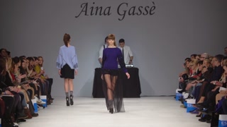 Model demonstrates clothes at a fashion show in Kyiv, Ukraine, slow motion