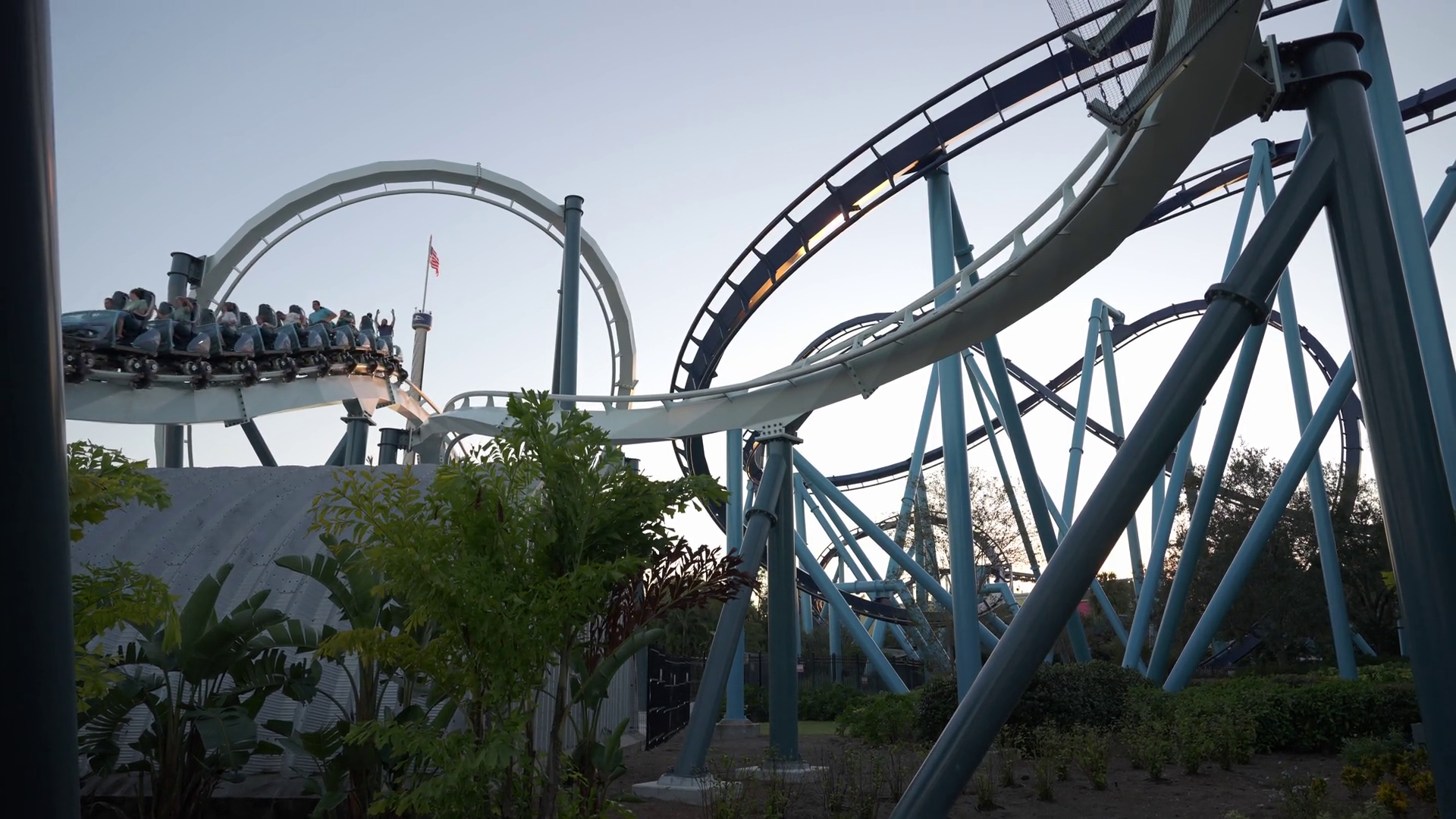Exciting Roller Coaster Ride Takes Place At Stock Footage SBV-352228821 ...