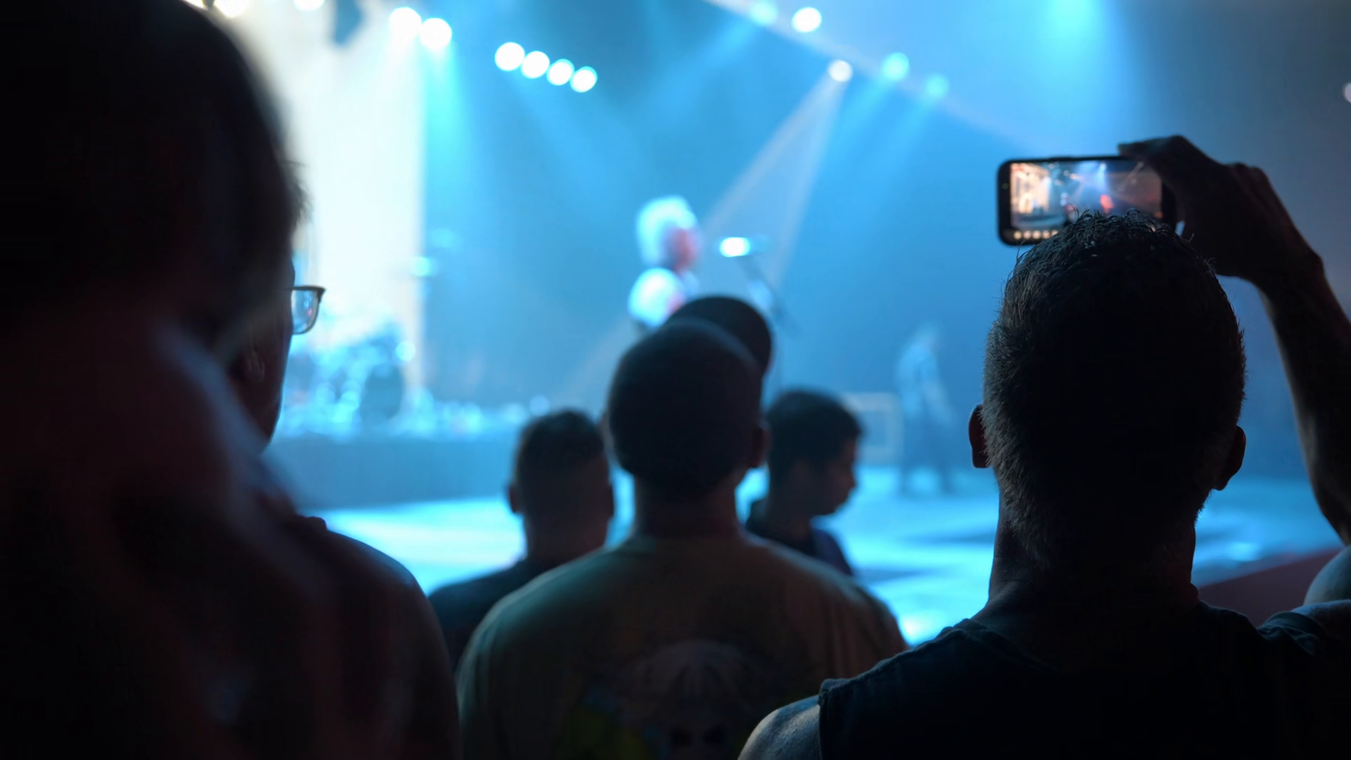 Silhouetted Audience Members Watch Live Band Stock Footage SBV ...